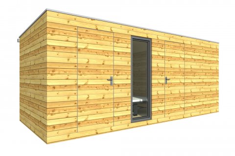 Außenholzsauna 4x2,5 m + Abstellraum 2x2,5 m