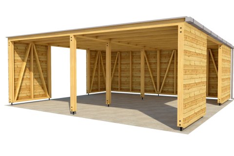 Carport mit Wänden 6x6 m